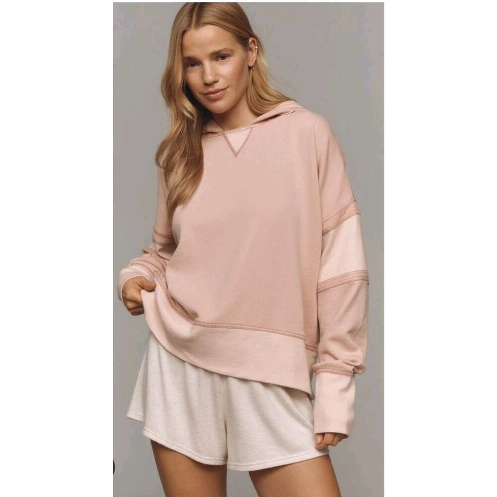 Anthropologie Pale Pink Two-Tone Hoodie